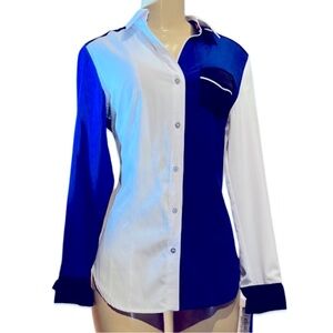 🎩🗝️NWT $69 Multi-colored Nygard Shirt, Embroidered Trim, New with Tags - S/P